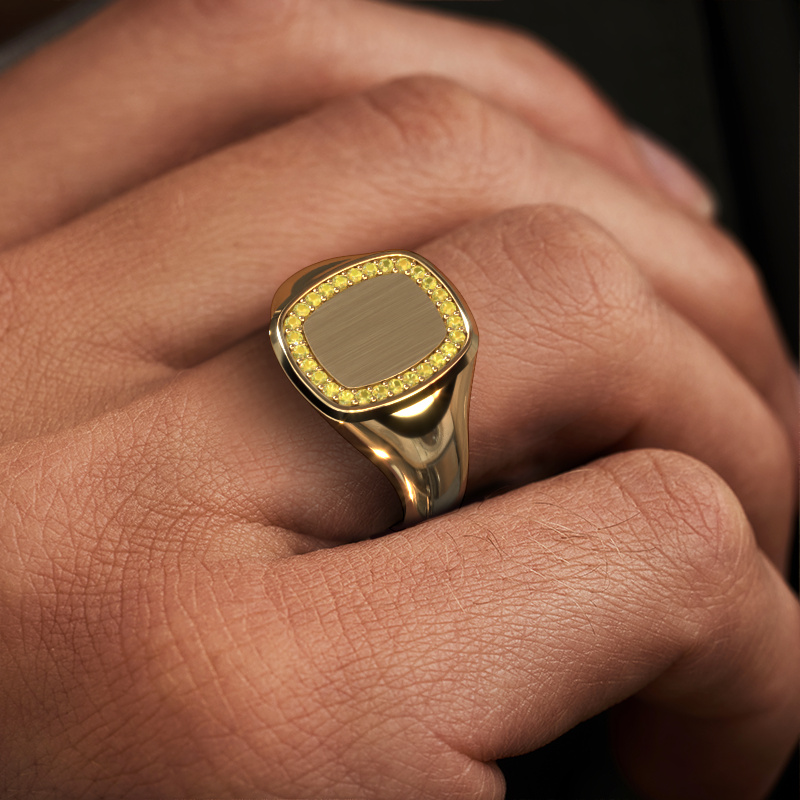 Image of Ring Dalia Cushion 2 585 gold Yellow sapphire 1.2 mm