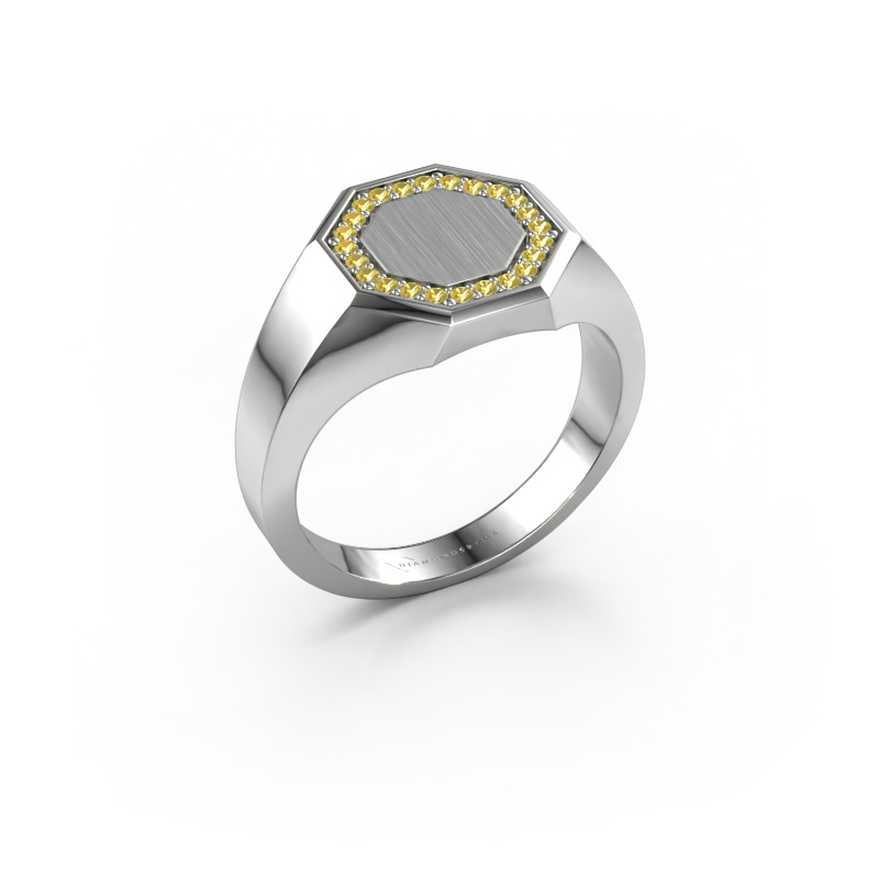 Image of Men's ring Floris Octa 2 950 platinum Yellow sapphire 1.2 mm