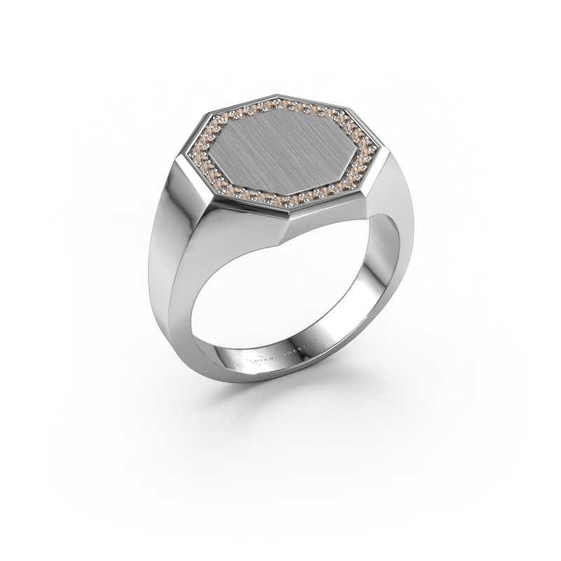 Afbeelding van Heren ring Floris Octa 3 950 platina Bruine diamant 0.24 crt