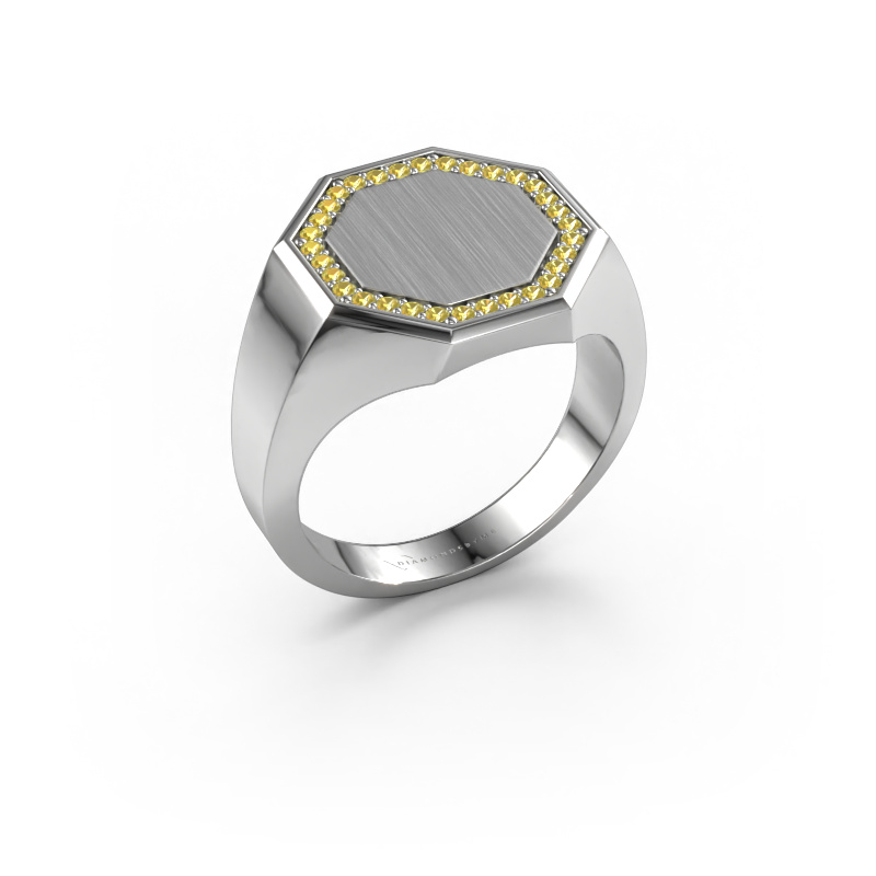 Image of Men's ring Floris Octa 3 585 white gold Yellow sapphire 1.2 mm