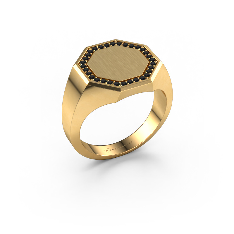 Image de Bague pour homme Floris Octa 3 585 or jaune Diamant noir 0.288 crt