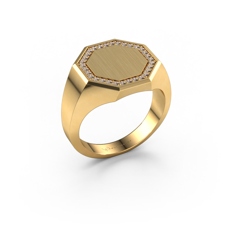 Afbeelding van Heren ring Floris Octa 3 585 goud Bruine diamant 0.24 crt