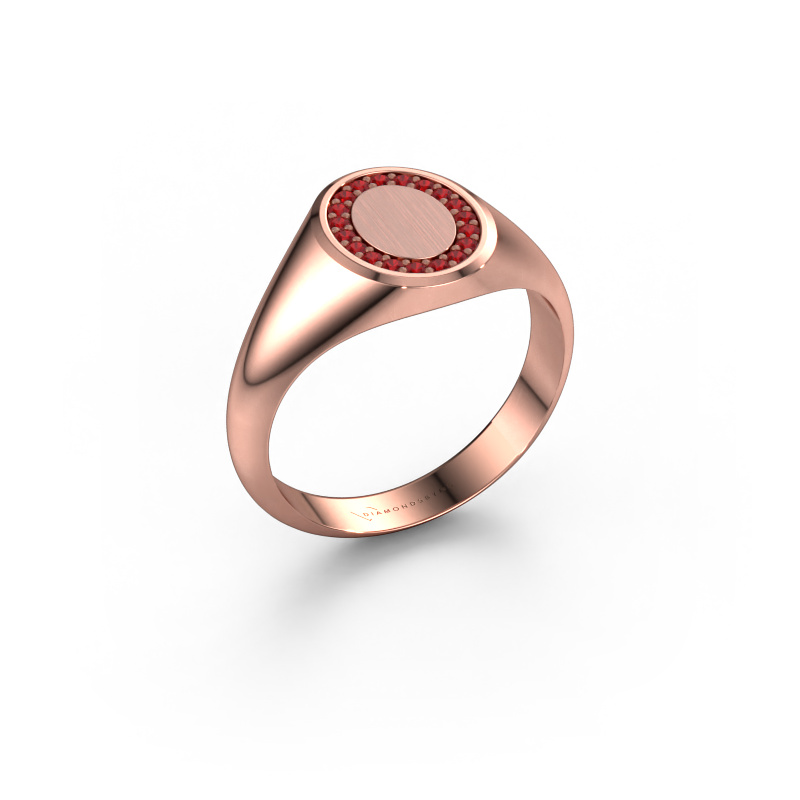 Image of Pinky ring Floris Oval 1 585 rose gold Ruby 1.2 mm
