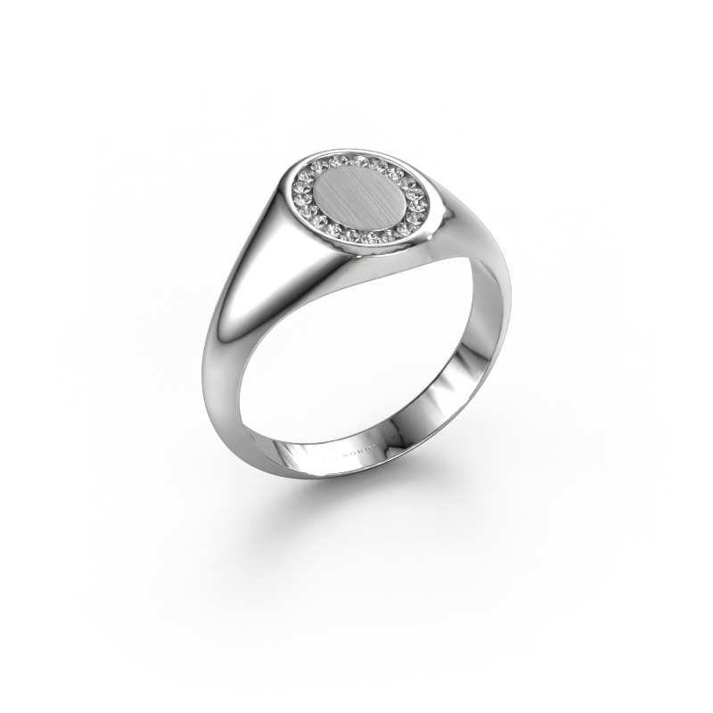 Image of Pinky ring Floris Oval 1 585 white gold Lab grown diamond 0.143 crt