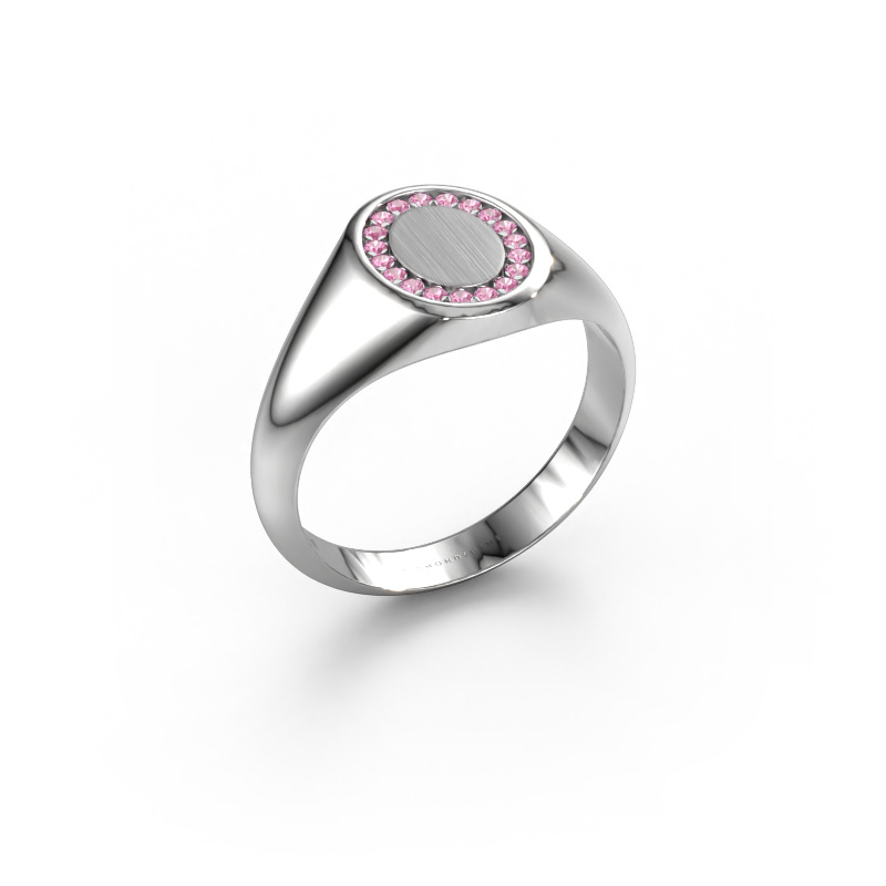 Image of Signet ring Rosy Oval 1  585 white gold Pink sapphire 1.2 mm