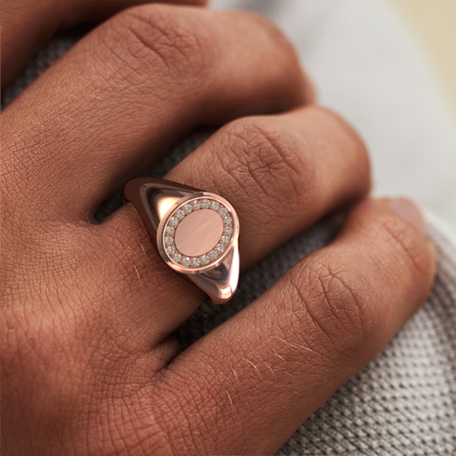 Image of Signet ring Rosy Oval 1  585 rose gold Brown diamond 0.143 crt