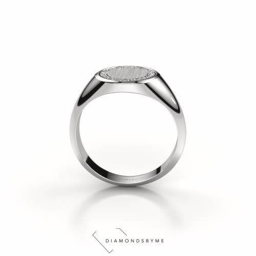 Image of Signet ring Rosy Oval 2 950 platinum Zirconia 1.2 mm