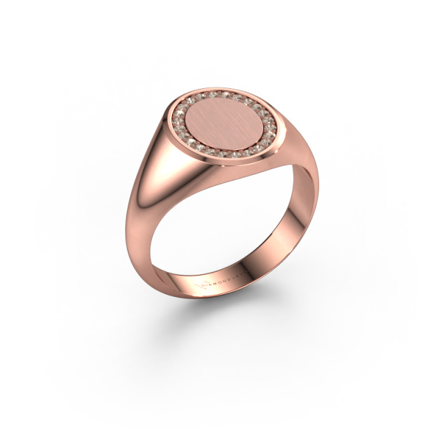 Image of Signet ring Rosy Oval 2 585 rose gold Brown diamond 0.18 crt