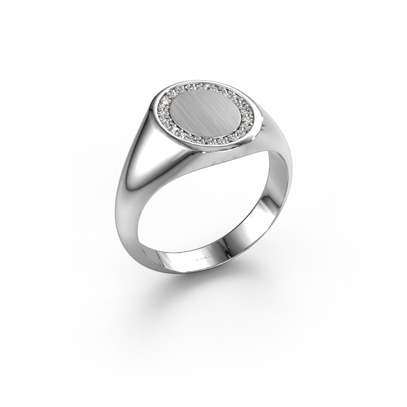 Image of Signet ring Rosy Oval 2 950 platinum Zirconia 1.2 mm