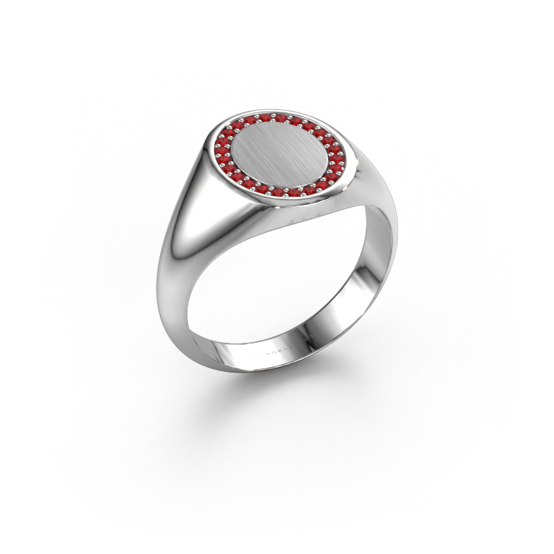 Image of Signet ring Rosy Oval 2 950 platinum Ruby 1.2 mm