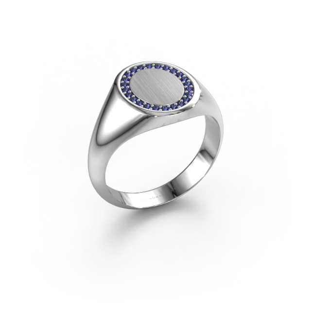 Image of Signet ring Rosy Oval 2 585 white gold Sapphire 1.2 mm