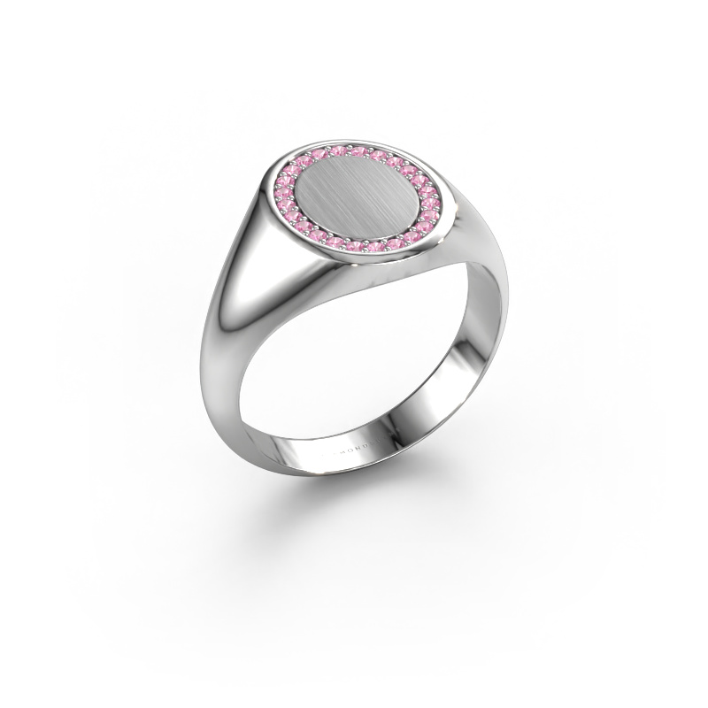 Image of Men's ring Floris Oval 2 585 white gold Pink sapphire 1.2 mm