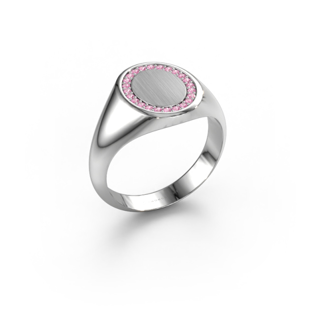 Image of Signet ring Rosy Oval 2 925 silver Pink sapphire 1.2 mm