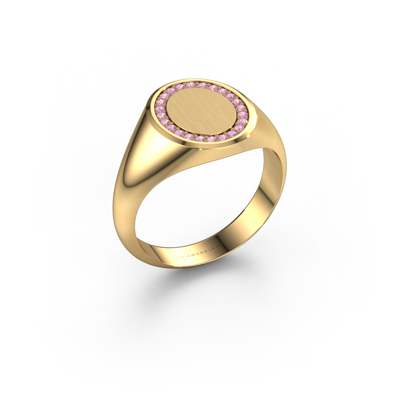 Image of Signet ring Rosy Oval 2 585 gold Pink sapphire 1.2 mm