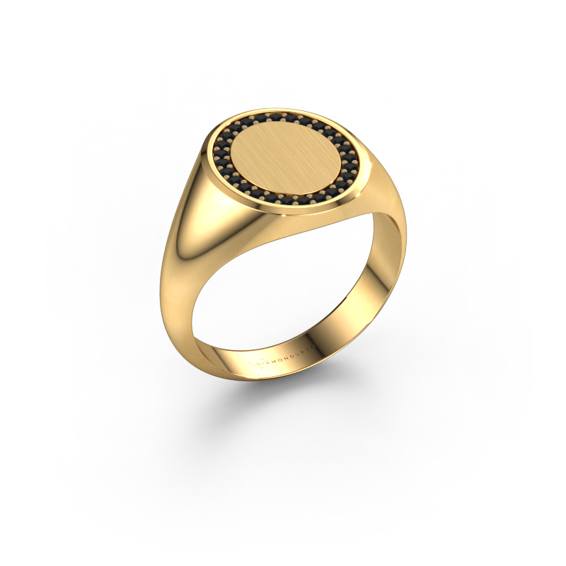Bild von Herrenring Floris Oval 3 585 Gold Schwarz Diamant 0.243 crt