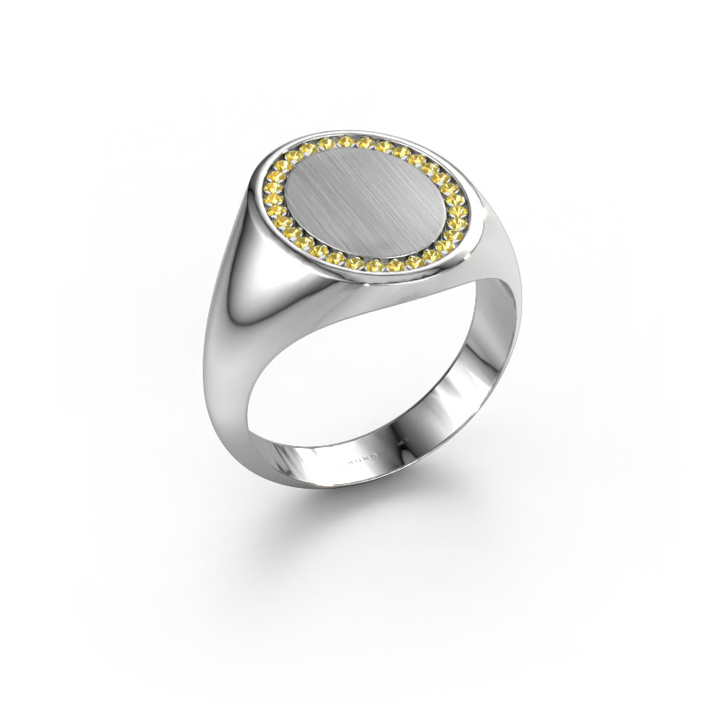 Image de Bague pour homme Floris Oval 4 950 platine Saphir jaune 1.2 mm