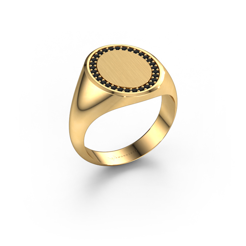 Afbeelding van Heren ring Floris Oval 4 585 goud Zwarte diamant 0.279 crt