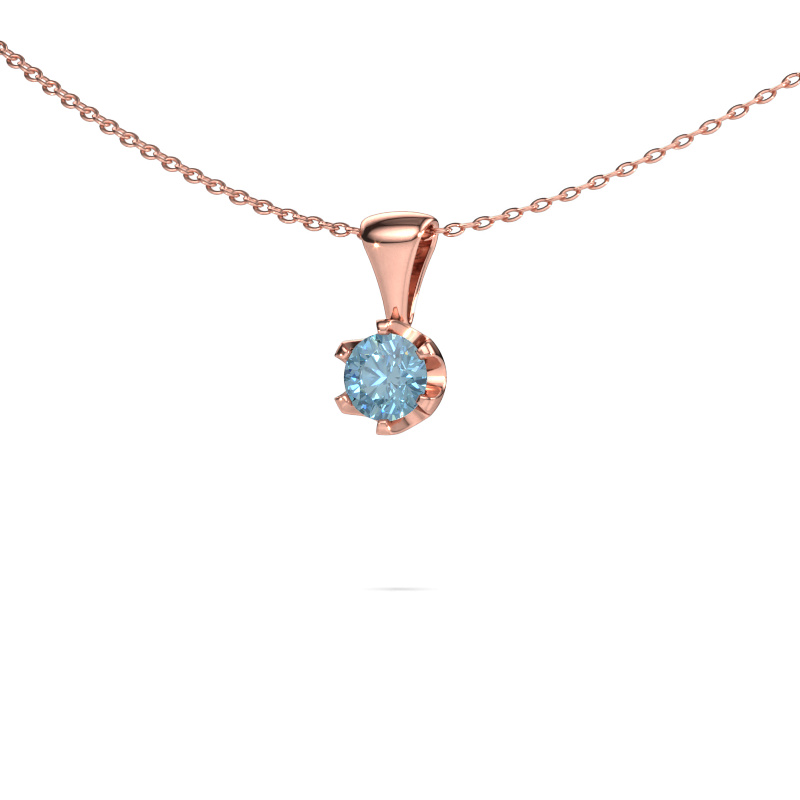 Image of Necklace Fran 585 rose gold Blue lab grown diamond 5 mm