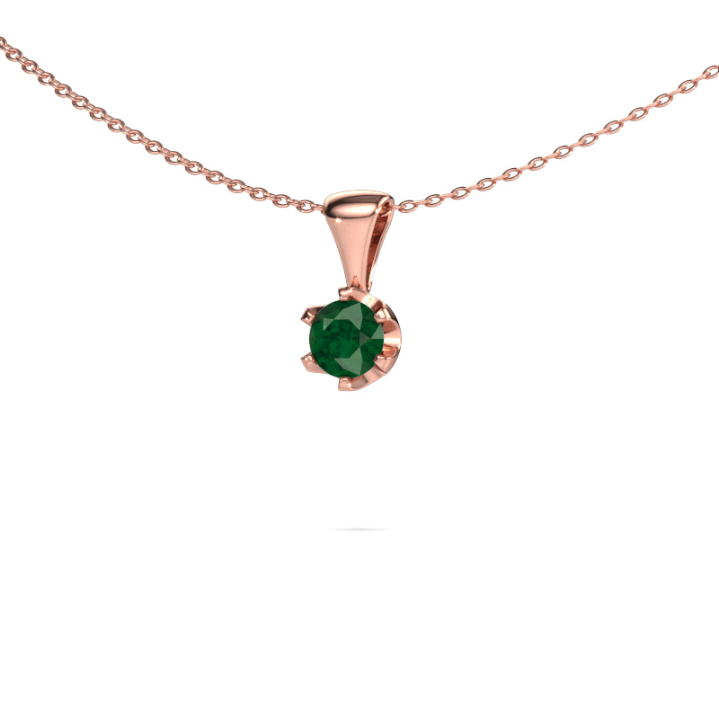 Image of Necklace Fran 585 rose gold Emerald 5 mm