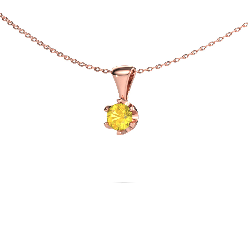 Image de Collier Fran 585 or rose Saphir jaune 5 mm