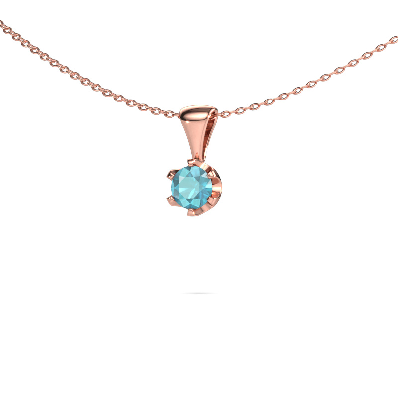 Image of Necklace Fran 585 rose gold Blue topaz 5 mm