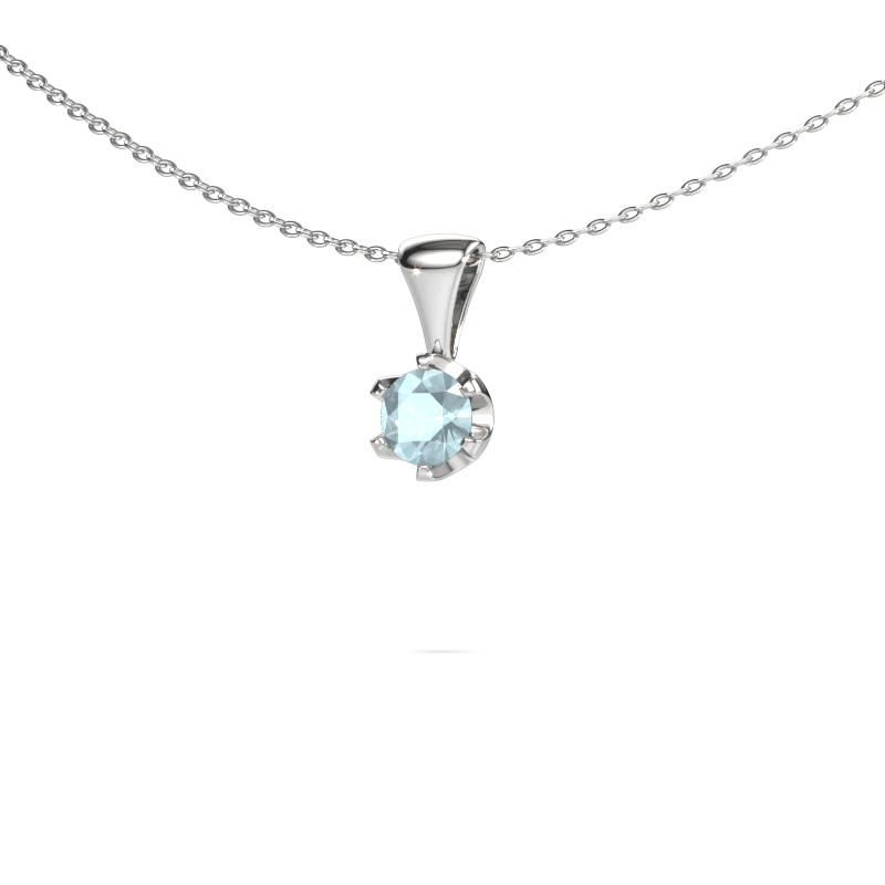 Image of Necklace Fran 585 white gold Aquamarine 5 mm