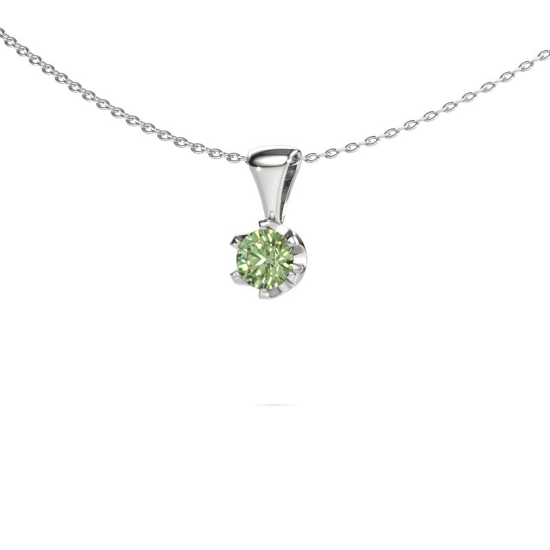 Image of Necklace Fran 950 platinum Green lab grown diamond 5 mm