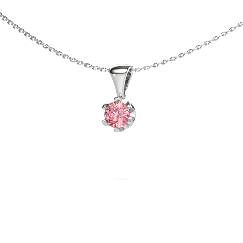 Image of Necklace Fran 950 platinum Pink lab grown diamond 5 mm