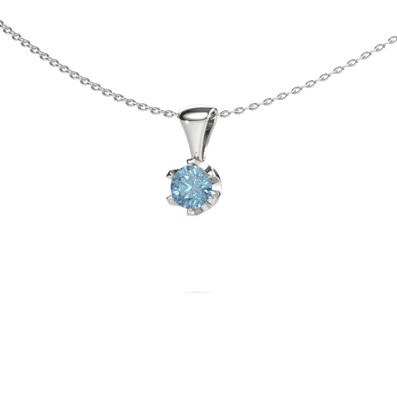 Image of Necklace Fran 585 white gold Blue lab grown diamond 5 mm
