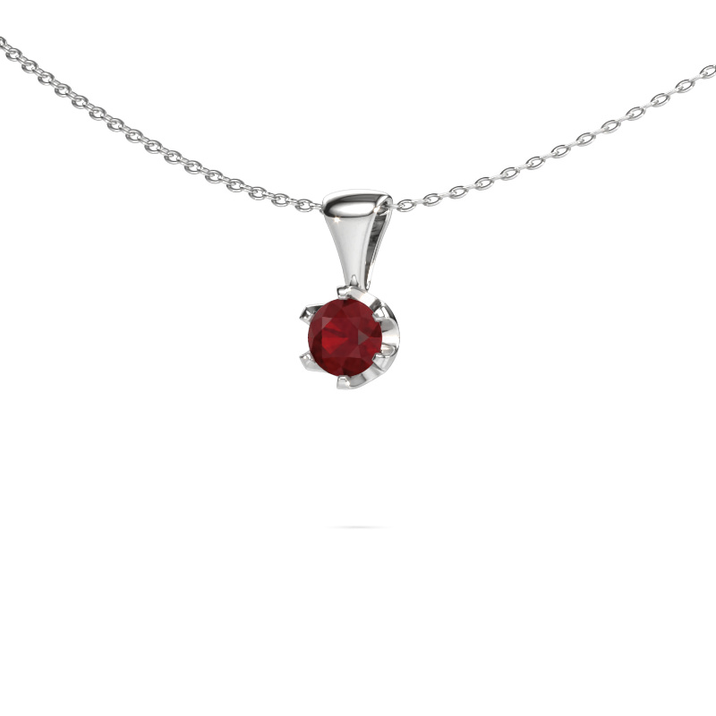 Image of Necklace Fran 585 white gold Ruby 5 mm