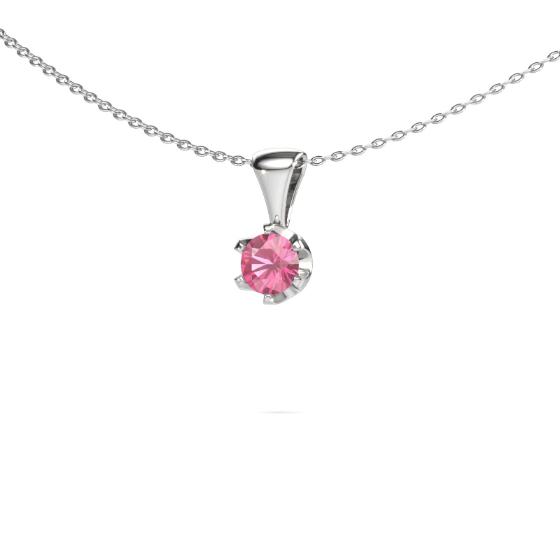 Image of Necklace Fran 585 white gold Pink sapphire 5 mm