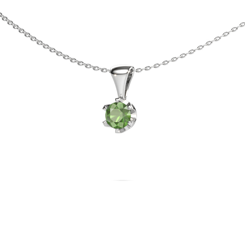 Image of Necklace Fran 585 white gold Tourmaline green 5 mm