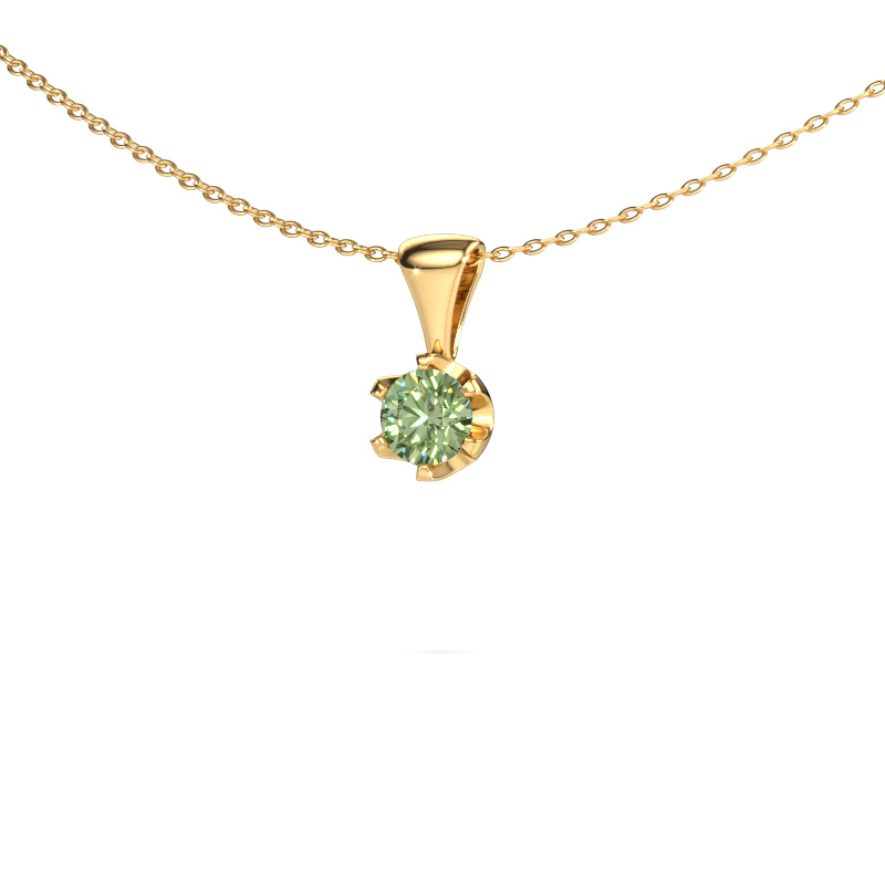 Image of Necklace Fran 585 gold Green lab grown diamond 5 mm