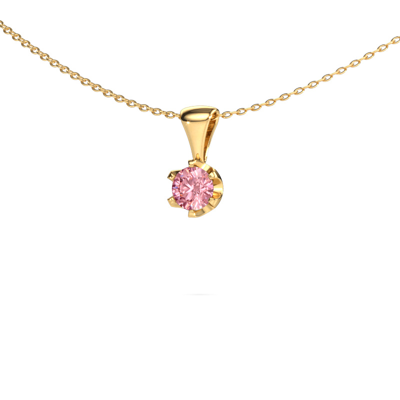 Image of Necklace Fran 585 gold Pink lab grown diamond 5 mm