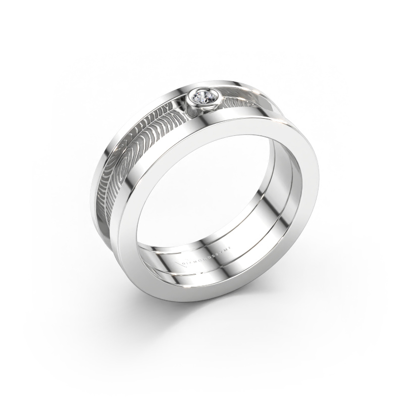 Bild av Vigselring Francisca 585 vitt guld ±7 x 2,1 mm Diamant 0.03 crt