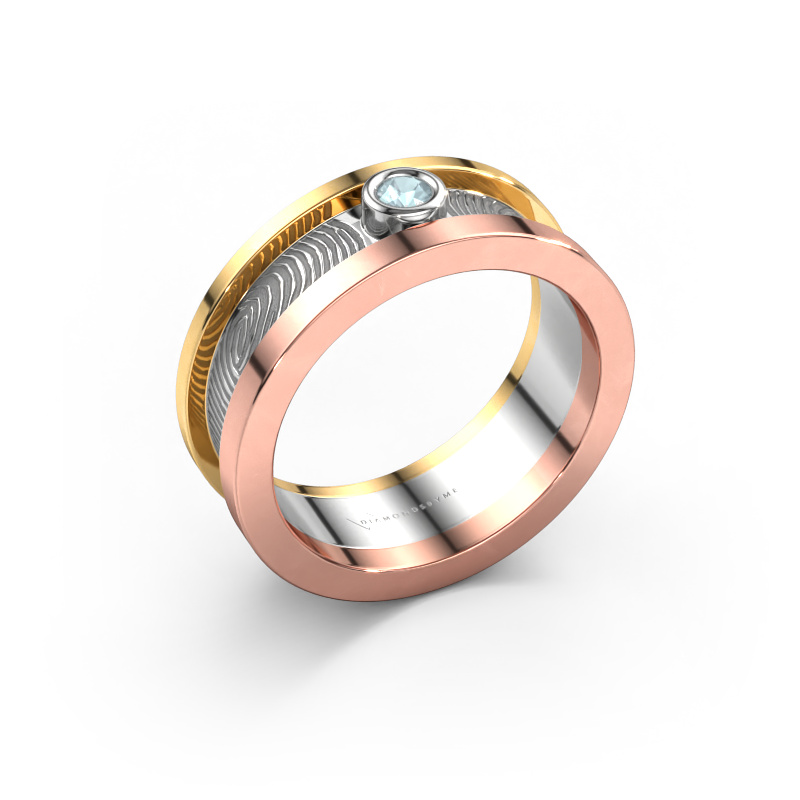 Bild von Ehering Francisca 585 Roségold ±7x2.1 mm Aquamarin 2.5 mm