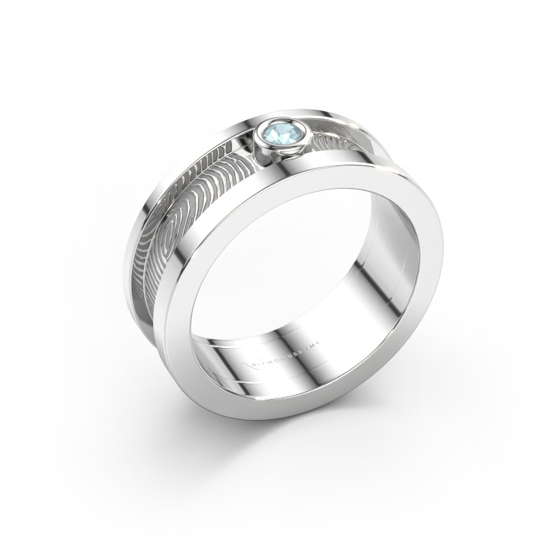 Immagine di Fede nuziale Francisca 585 oro bianco ±7 x 2,1 mm Acquamarina 2.5 mm