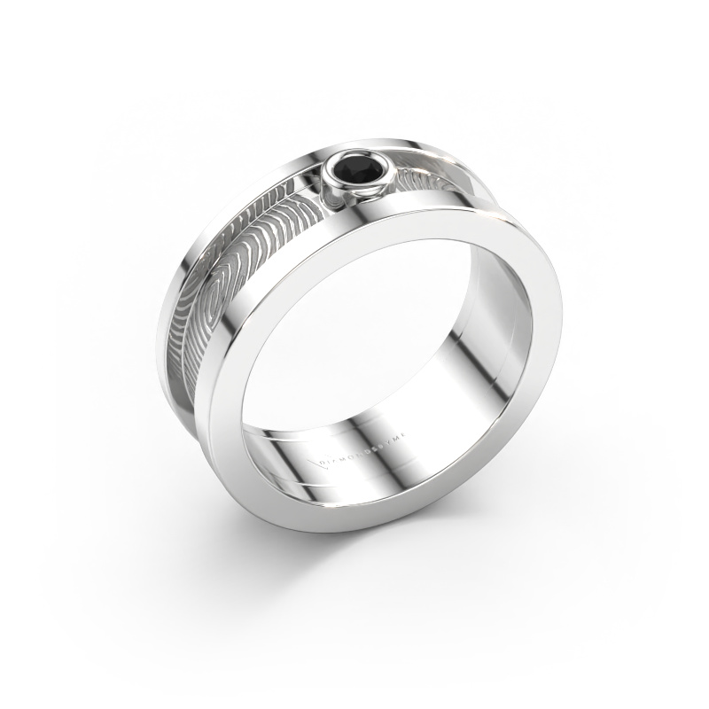 Immagine di Fede nuziale Francisca 585 oro bianco ±7 x 2,1 mm Diamante nero 0.072 crt
