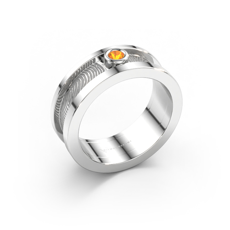 Image of Wedding ring Francisca 585 white gold ±7 x 2.1 mm Citrin 2.5 mm