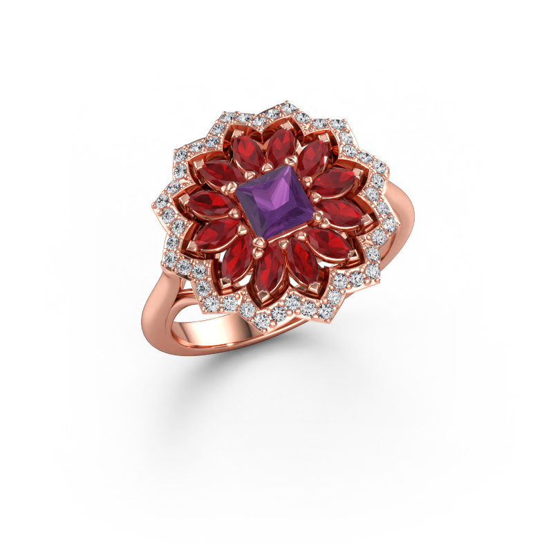 Bild av Förlovningsring Franka 585 roséguld Ametist 4 mm