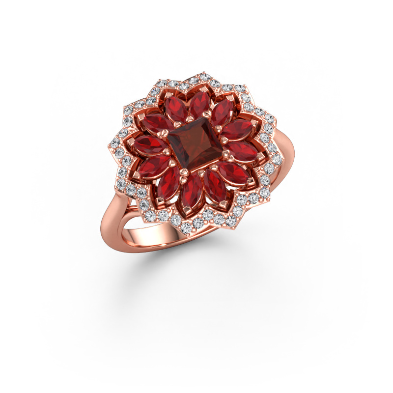 Immagine di Anello di fidanzamento Franka 585 oro rosa Granato 4 mm