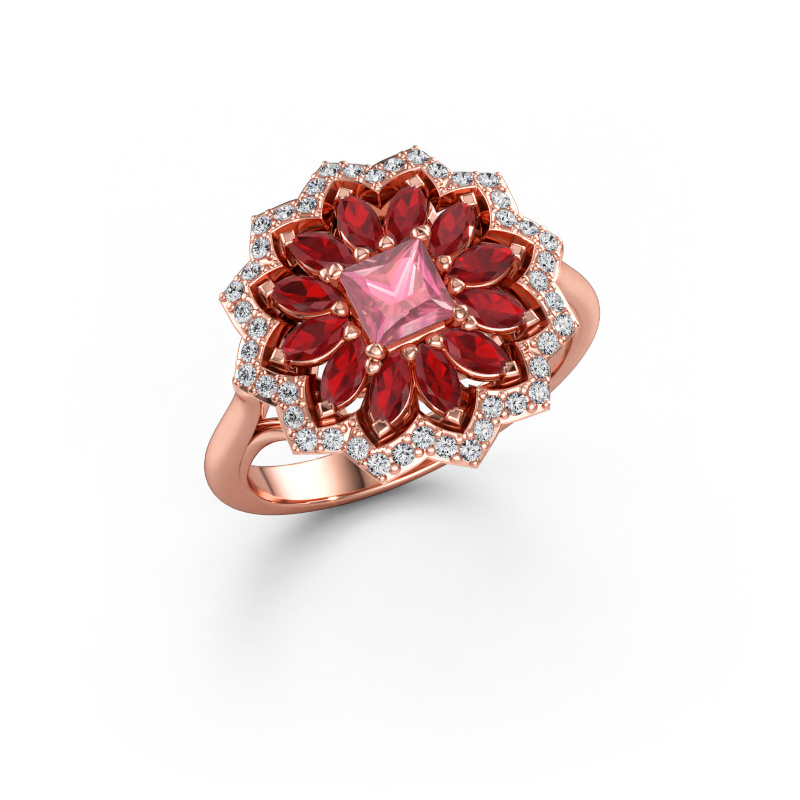 Bild av Förlovningsring Franka 585 roséguld Rosa turmalin 4 mm