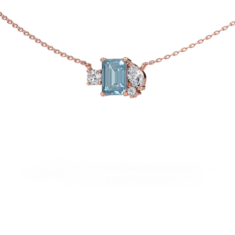 Image de Pendentif Frauke EME 585 or rose Diamant synthétique bleu 7x5 mm