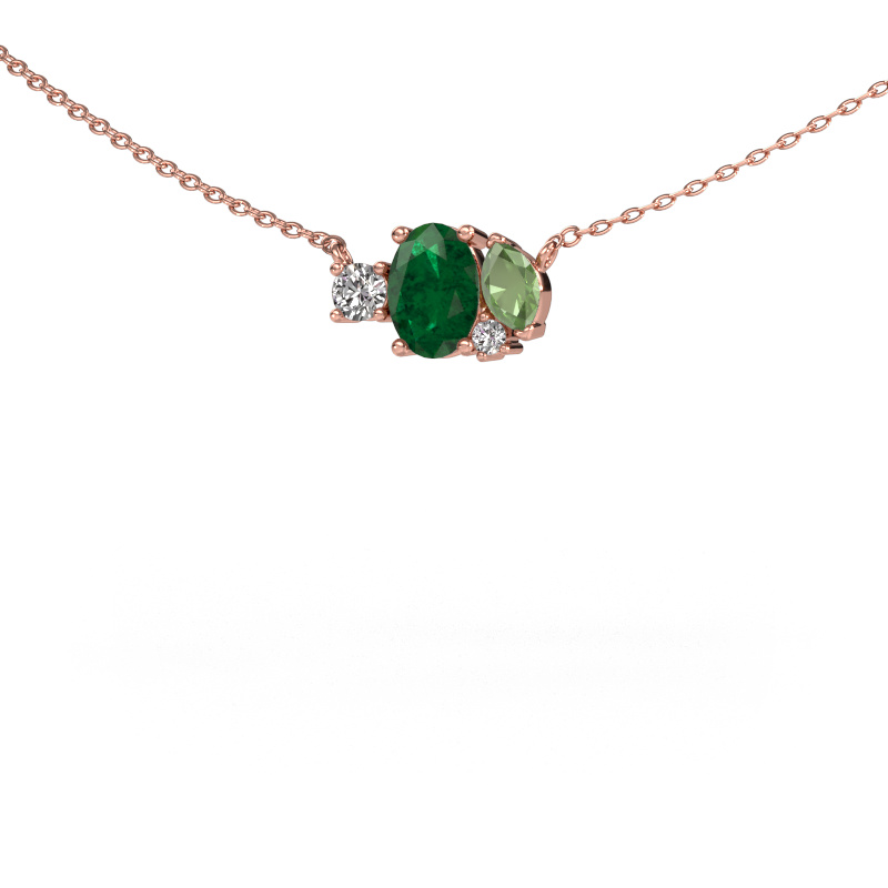 Image of Pendant Frauke OVL 585 rose gold Emerald 7x5 mm