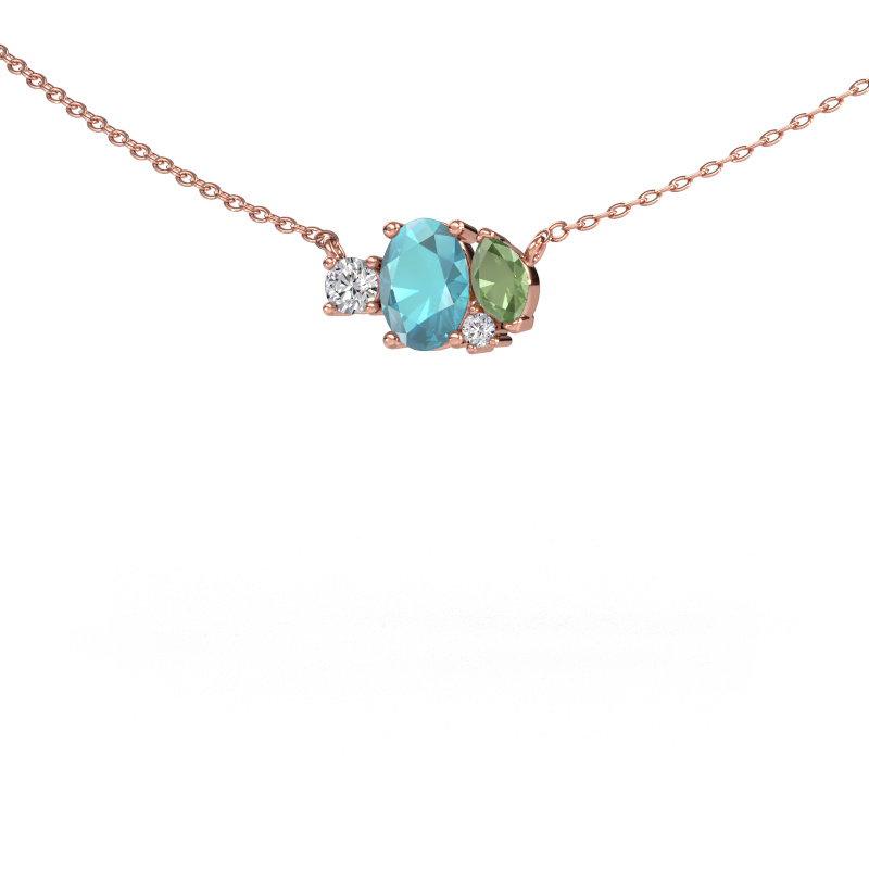 Image of Pendant Frauke OVL 585 rose gold Blue topaz 7x5 mm