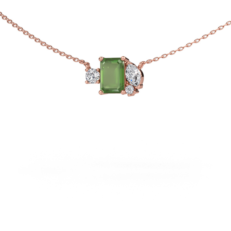 Image de Pendentif Frauke EME 585 or rose Vert tourmaline 7x5 mm