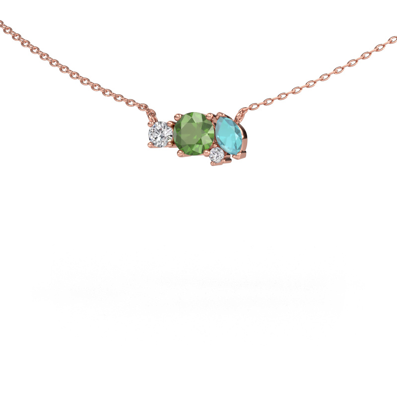 Image de Pendentif Frauke RND 585 or rose Vert tourmaline 5 mm