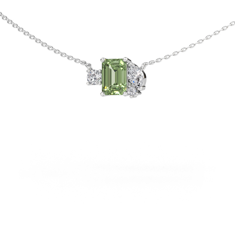 Image de Pendentif Frauke EME 585 or blanc Diamants synthétiques vert 7x5 mm