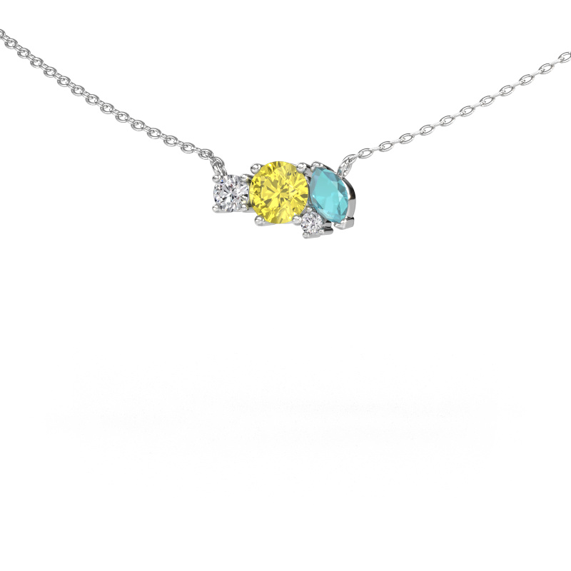Image de Pendentif Frauke RND 585 or blanc Diamants synthétiques jaune 5 mm