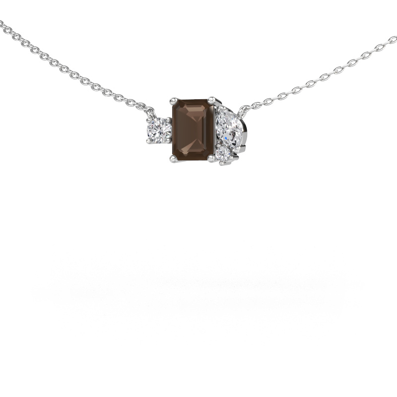 Image of Pendant Frauke EME 585 white gold Smokey quartz 7x5 mm